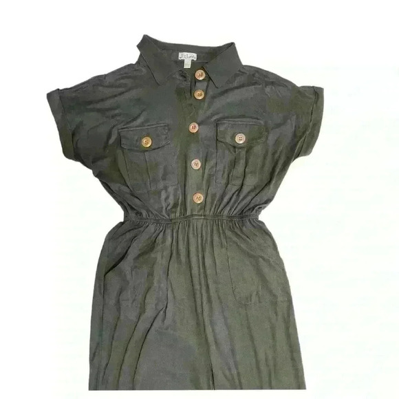 J for Justify Women Black Jumpsuit Size S wooden buttons Boho Outdoor Vacation - Picture 6 of 9